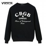 New Mens Fleece Hoodies Sweatshirt CBGB OMFUG Printed Home of Underground Ramones Cotton O-Neck Plus Size