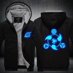 New Naruto Hoodie Anime Uchiha Sasuke Cosplay Uzumaki Naruto Jacket Men Thick Zipper Luminous Sweatshirts USA EU size Plus size