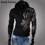 New Original 2016 Dragon Printing Fleece Men's Hooded Fleece of Casual Loose Hooded Sweatshirt Coat Men's Clothing