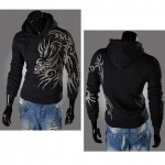 New Original 2016 Dragon Printing Fleece Men's Hooded Fleece of Casual Loose Hooded Sweatshirt Coat Men's Clothing