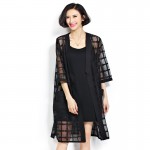 New Plus Size Chiffon Coat Summer Style Fashion Women's Clothing Big Size Black Plaid Print Loose Half Sleeve Lady Long Cardigan