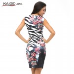 New Sale Womens Summer Elegant Tartan floral print leopard Tunic Wear To Work Business Casual Party Pencil Sheath Dress 2183