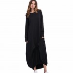 New Spring Long-sleeved Lantern Dress Large Size Loose O-Neck Long Dresses Novelty Women Clothing