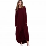 New Spring Long-sleeved Lantern Dress Large Size Loose O-Neck Long Dresses Novelty Women Clothing