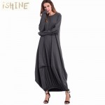 New Spring Long-sleeved Lantern Dress Large Size Loose O-Neck Long Dresses Novelty Women Clothing