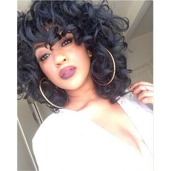 New Stylish Lolita Curly Short Full Synthetic Wig Short Hairstyle Wigs Afro Curly African American Black Wigs