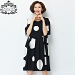 New Summer Dress Plus Size Women Chiffon Polka Dot Clothing Loose Big Size Female Casual Dress Soft Draped Fashion Clothing 4XL