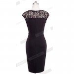 New Summer Vintage Garment Slim Black Floral Lace Insert Bodycon Dress Elegant Sleeveless Stretch Midi Pencil Women Dress B291