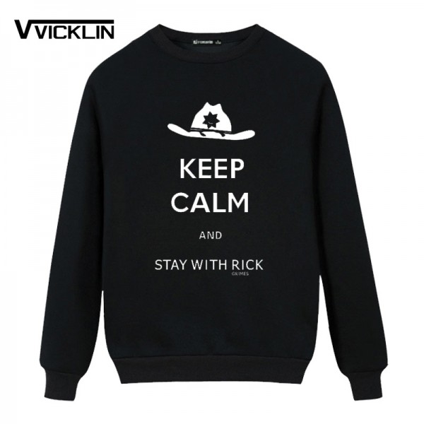 New The Walking Dead Men Fleece Hoodies Sweatshirt Keep Calm And Stay With Rick Grimes Cotton fashion leisure