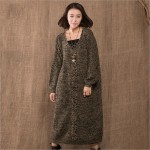 New Thickened Pullover Dress 2018 Fall Winter Long Sleeve V Neck Loose Plus Size Cotton Linen Mori Girl Knitted Long Dress