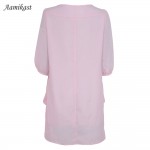 New Top Fashion Hot Seling O-neck Middle Sleeve Summer Sexy women Chiffon Casual Loose Cocktail Mini Dress Free Shipping