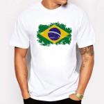 New Tops Summer Brazil Flag Fans Men T shirts Cotton Nostalgia Brazil Flag Style Rio Games Fitness T-shirts for Men