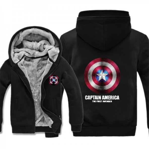 New Winter Jackets and Coats Captain America Hoodie Marvel Hooded Fashion Thick Zipper Men Fleece Sweatshirts