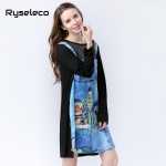 New Women 2017 Spring European Fashion Designer Harajuku Punk Style 3D Cartoon Print Long Sleeve Straight Oversize Shirt Dresses