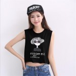 New Women Tank Tops Letters Printed Cute Crop Tops Lady Tees Fashion Summer Style Casual T Shirts Women Kawaii Short TShirts