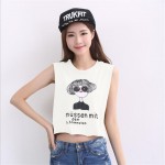 New Women Tank Tops Letters Printed Cute Crop Tops Lady Tees Fashion Summer Style Casual T Shirts Women Kawaii Short TShirts