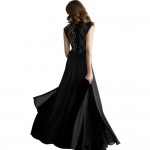 New Women's Elegant Sleeveless V Neck Lace Embroidery Chiffon Floor Length Dress Robe Vestidos Evening Party Long Dresses Z178