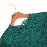 New arrival 2016 autumn fashion women sexy sheath cute animal diamonds beading dress half sleeve green lace dresses