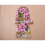 New arrival 2016 spring summer women brand fashion geometric print dress 3/4 sleeve sashes bow belt shift sexy colorful dresses