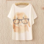 New fashion Batwing harajuku beautiful ice cream print t-shirt women 2015 summer High quality women loose tops tees