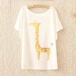 New fashion Batwing harajuku beautiful ice cream print t-shirt women 2015 summer High quality women loose tops tees