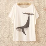 New fashion Batwing harajuku beautiful ice cream print t-shirt women 2015 summer High quality women loose tops tees