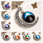 New fashion Moon Statement Necklace Glass Galaxy metal pendant necklaces necklace Sweater chain Decoration Jewelry choker