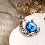 New fashion Moon Statement Necklace Glass Galaxy metal pendant necklaces necklace Sweater chain Decoration Jewelry choker