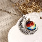 New fashion Moon Statement Necklace Glass Galaxy metal pendant necklaces necklace Sweater chain Decoration Jewelry choker