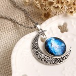 New fashion Moon Statement Necklace Glass Galaxy metal pendant necklaces necklace Sweater chain Decoration Jewelry choker