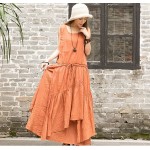 New fashion Summer women cotton linen multilayer bottom vest dress sleeveless irregular long dresses for gril 85130