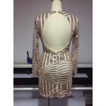 New fashion elegant 2017 full sleeve bandage dress sexy backless club dress o-neck mini bodycon dress MC5300 Hot sale