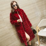 New genuine natural real  whole skin Rex fur coat women long fashion jacket  ladies warm winter outwear overcoat