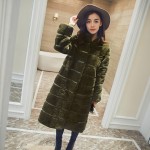 New genuine natural real  whole skin Rex fur coat women long fashion jacket  ladies warm winter outwear overcoat