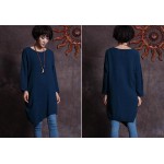 New spring autumn women's cotton vintage dress long sleeve irregular dresses for female loose clothing 850526