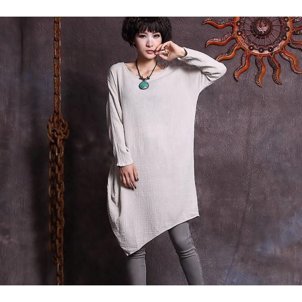 New spring autumn women's cotton vintage dress long sleeve irregular dresses for female loose clothing 850526