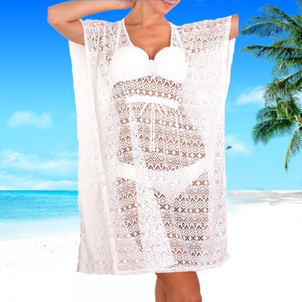 New year Gift 2017 Summer Beach Tunic Lady Sexy White long swimsuit beach shawl Chiffon cloth Women Beach kaftans dresses 