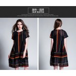 New2016 Summer Women colorful stripe Cotton Linen loose Dress twinset elegant dress linen dress+sleeveless tank dress XXXXL 6171