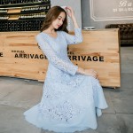 New2017Spring Lace long Dress V neck elegant cultivating Female beautiful party Dress Casual Vestidos plus size tunics XXXXL3996