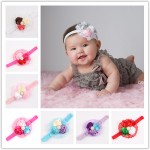 Newborn Headwear Kids Flower Headband Pink Lace Hair Bands Girl Felt Flower Scarf Hair Accessories w-033