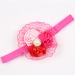 Newborn Headwear Kids Flower Headband Pink Lace Hair Bands Girl Felt Flower Scarf Hair Accessories w-033