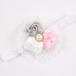 Newborn Headwear Kids Flower Headband Pink Lace Hair Bands Girl Felt Flower Scarf Hair Accessories w-033