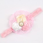 Newborn Headwear Kids Flower Headband Pink Lace Hair Bands Girl Felt Flower Scarf Hair Accessories w-033