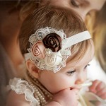 Newborn Headwear Kids Flower Headband Pink Lace Hair Bands Girl Felt Flower Scarf Hair Accessories w-033