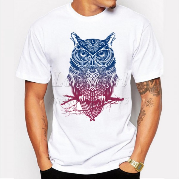 Newest 2016 men's fashion short sleeve night warrior owl printed t-shirts  funny tee shirts Hipster O-neck popular tops