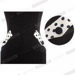 Nice-Forever Stylish Casual dress Fashion Women Vintage summer Rockabilly Polka Dot Trims Button Bodycon Pencil Slim Dress 657