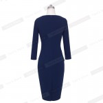 Nice-forever Career Female Peplum Work Dress 3/4 Sleeve O Neck Women Fashion Sheath Elegant Business Bodycon Pencil Dress b228