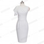 Nice-forever Lady Elegant Ruffle Sleeve Knee length Work Office Casual Slim Wiggle Pencil Sheath Bodycon Woman Dress B311