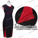 Nice-forever Summer Bud dress Elegant Women Office Lady Red Edges Pinup Sleeveless Work Bodycon Pencil Tunic Vintage dress b46