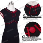 Nice-forever Summer Bud dress Elegant Women Office Lady Red Edges Pinup Sleeveless Work Bodycon Pencil Tunic Vintage dress b46